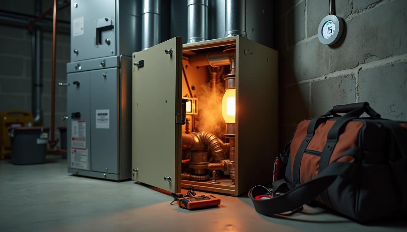 Calgary furnace emits warning light smoke heater emergency repair